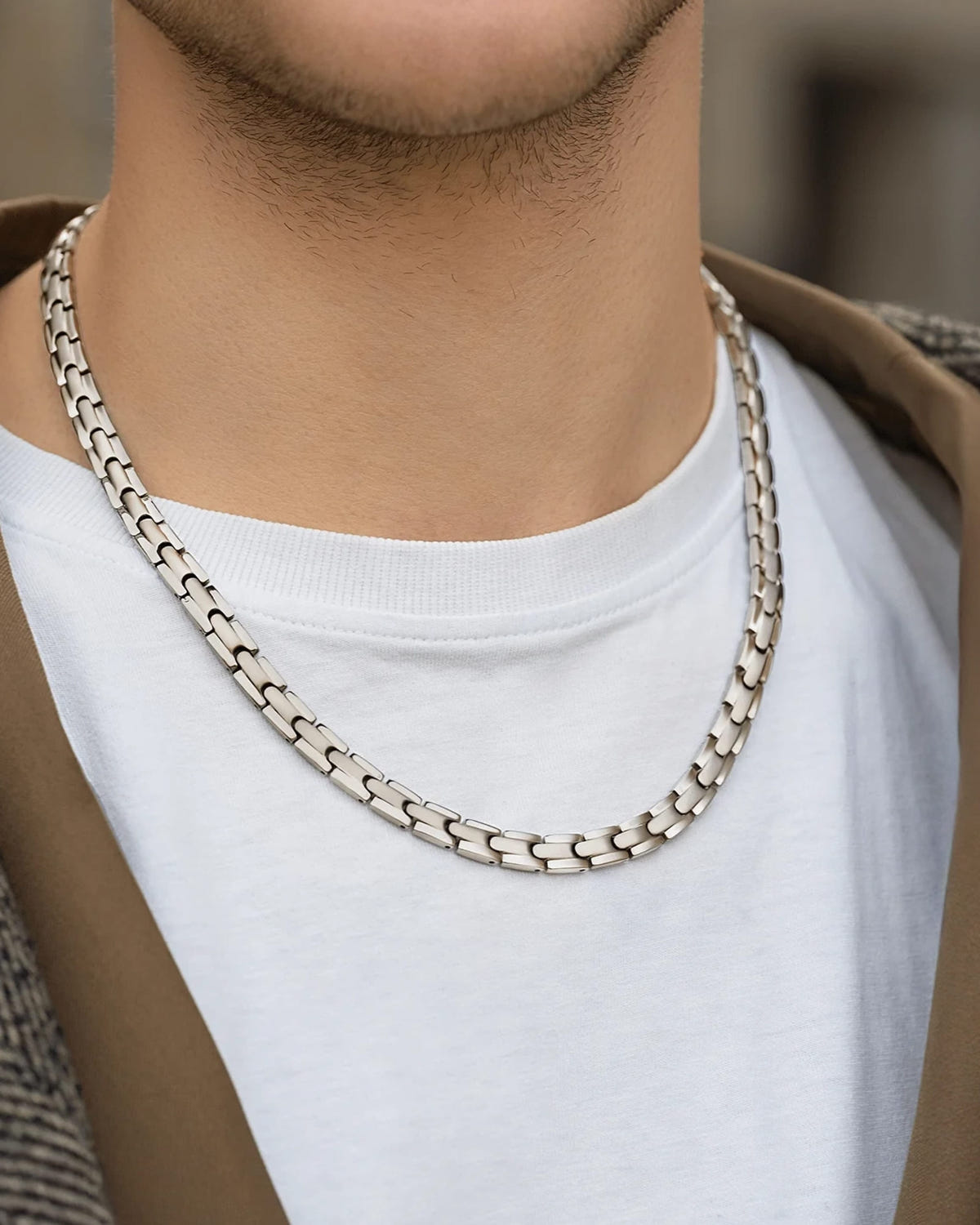 Magnetic Bundles Men’s Power Set – EllipseMAX Magnetic Bracelet + Necklace (Silver) MagnetRX