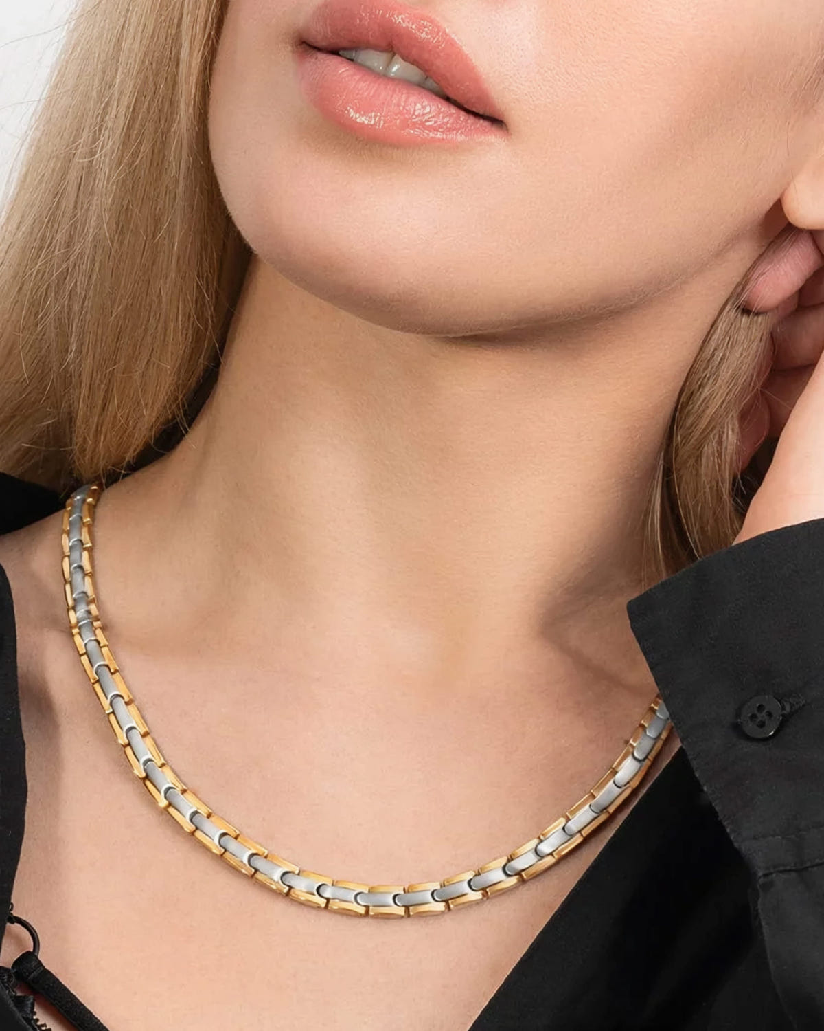 Women’s Power Set – EllipseMAX Magnetic Bracelet + Necklace (Silver / Gold)