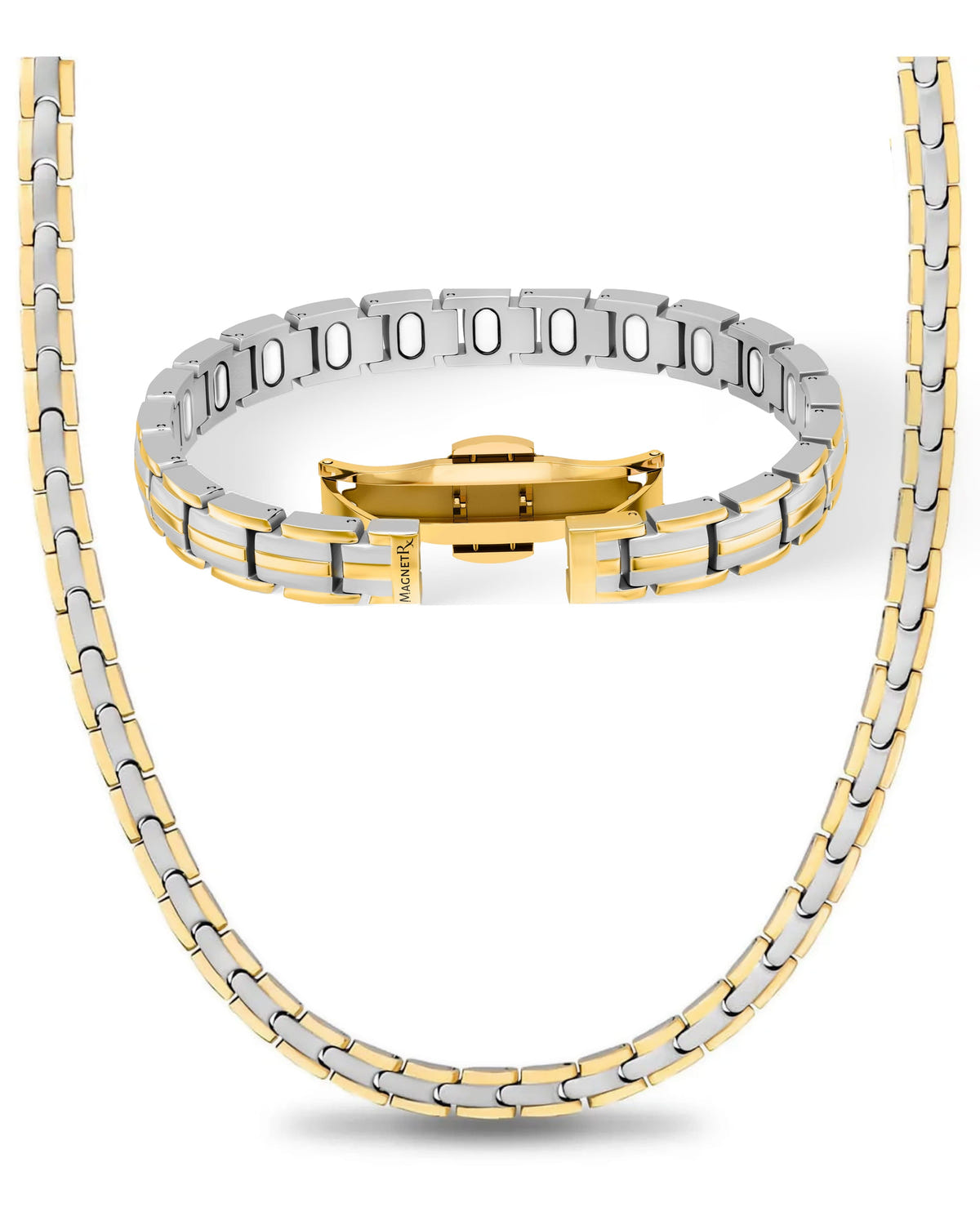 Women’s Power Set – EllipseMAX Magnetic Bracelet + Necklace (Silver / Gold)