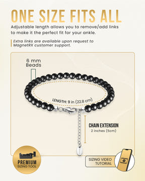 Magnetic Anklet Hematite Magnetic Anklet (6mm Round Beads) MagnetRX