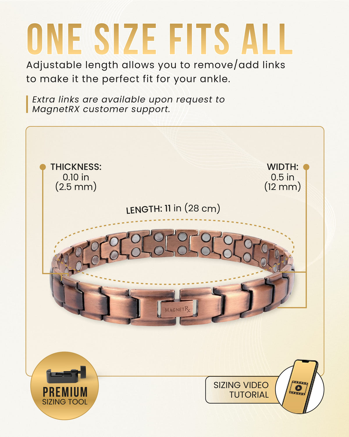 Ultra Strength Copper Magnetic Therapy Anklet for Men