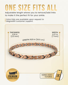 Ultra Strength Copper Magnetic Therapy Anklet for Women