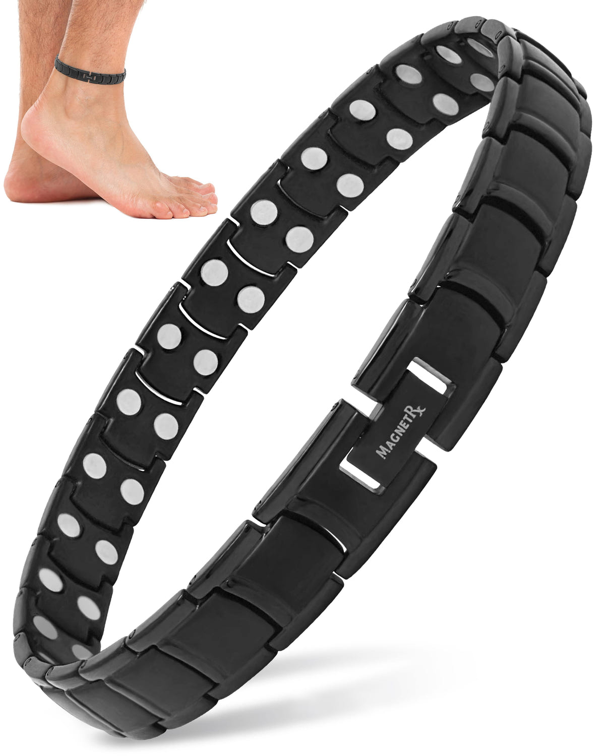 Magnetic Anklet Ultra Strength Titanium Magnetic Therapy Anklet for Men (Black) MagnetRX