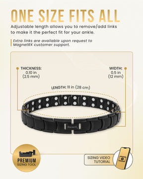 Magnetic Anklet Ultra Strength Titanium Magnetic Therapy Anklet for Men (Black) MagnetRX