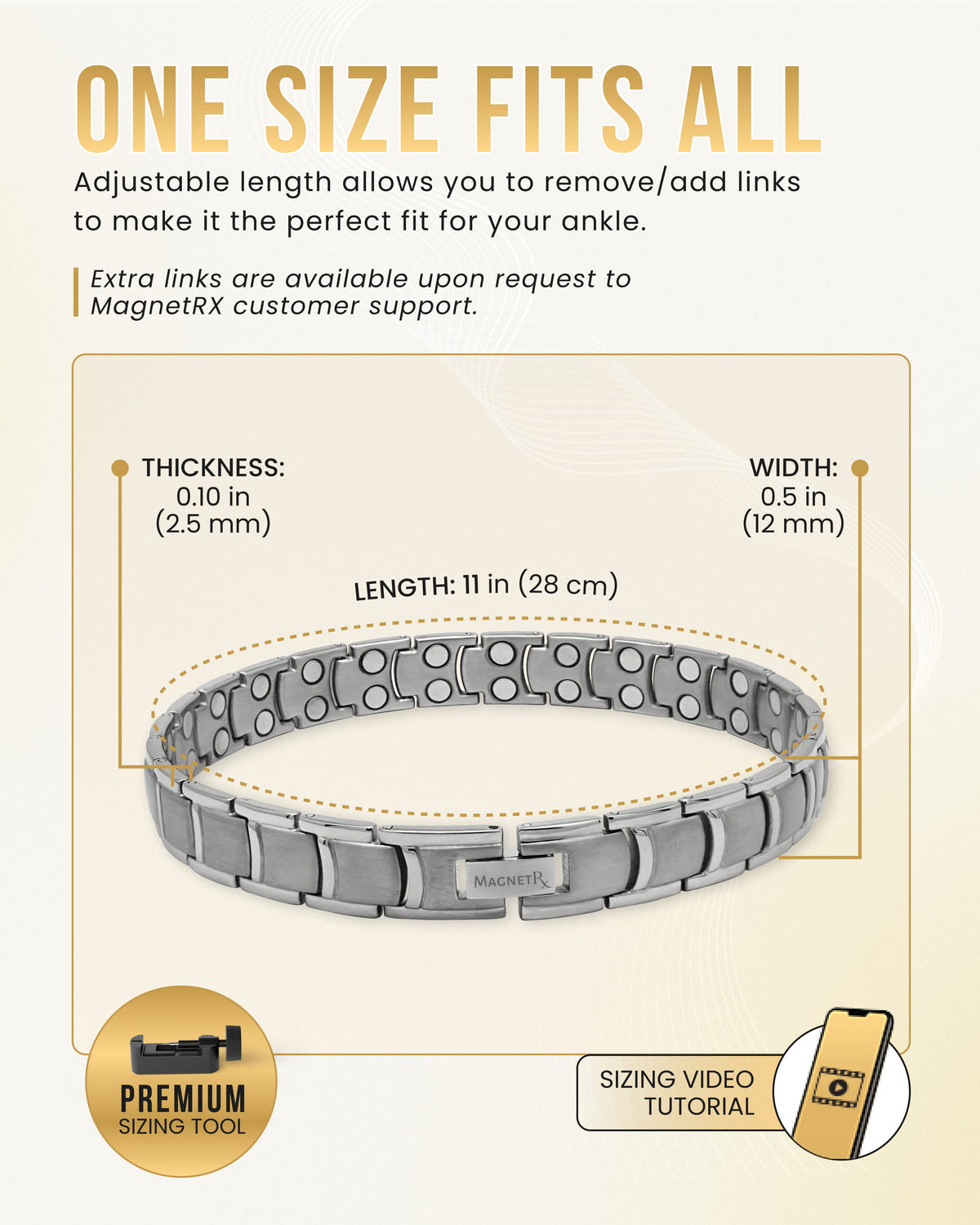 Magnetic Anklet Ultra Strength Titanium Magnetic Therapy Anklet for Men (Silver) MagnetRX
