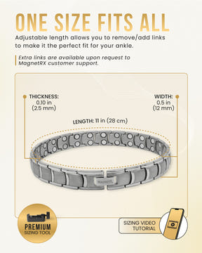 Magnetic Anklet Ultra Strength Titanium Magnetic Therapy Anklet for Men (Silver) MagnetRX