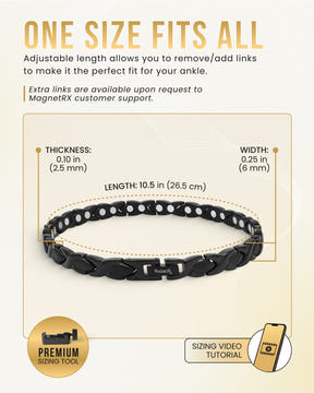 Magnetic Anklet Ultra Strength Titanium Magnetic Therapy Anklet for Women (Black) MagnetRX