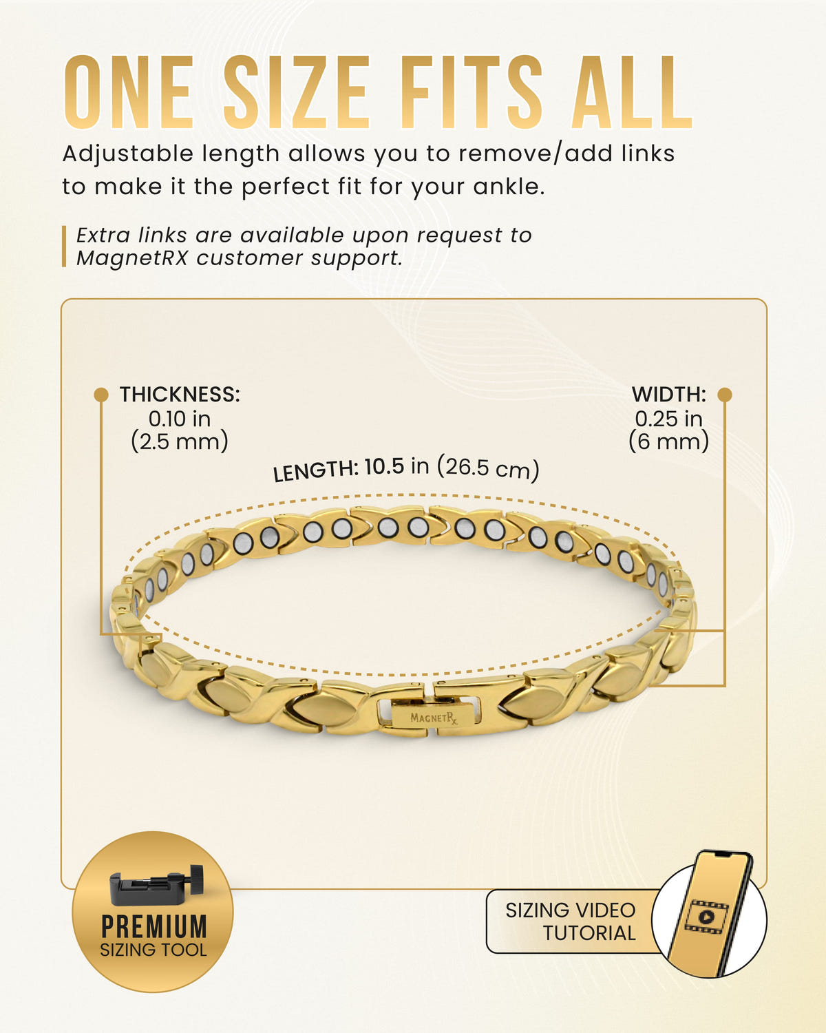 Magnetic Anklet Ultra Strength Titanium Magnetic Therapy Anklet for Women (Gold) MagnetRX