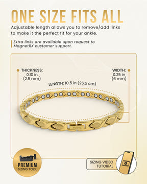 Magnetic Anklet Ultra Strength Titanium Magnetic Therapy Anklet for Women (Gold) MagnetRX