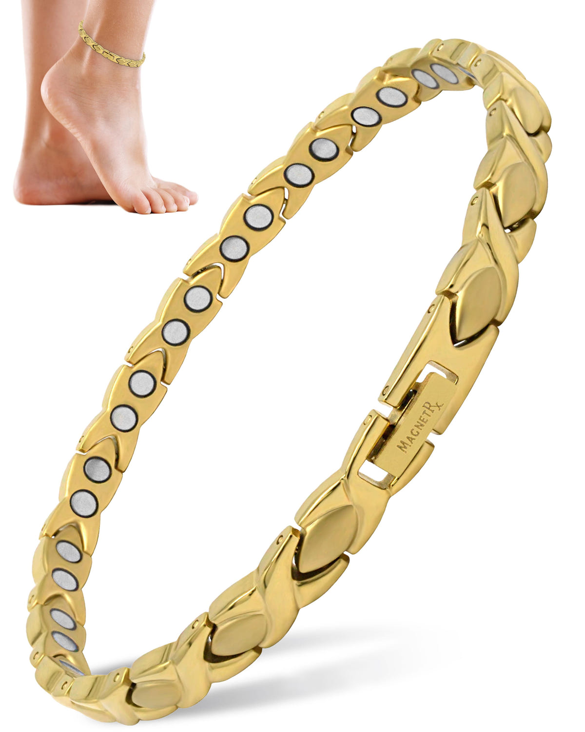 Magnetic Anklet Ultra Strength Titanium Magnetic Therapy Anklet for Women (Gold) MagnetRX