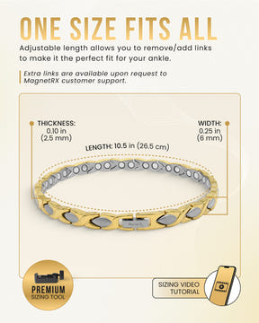 Ultra Strength Titanium Magnetic Therapy Anklet for Women (Gold & Silver)