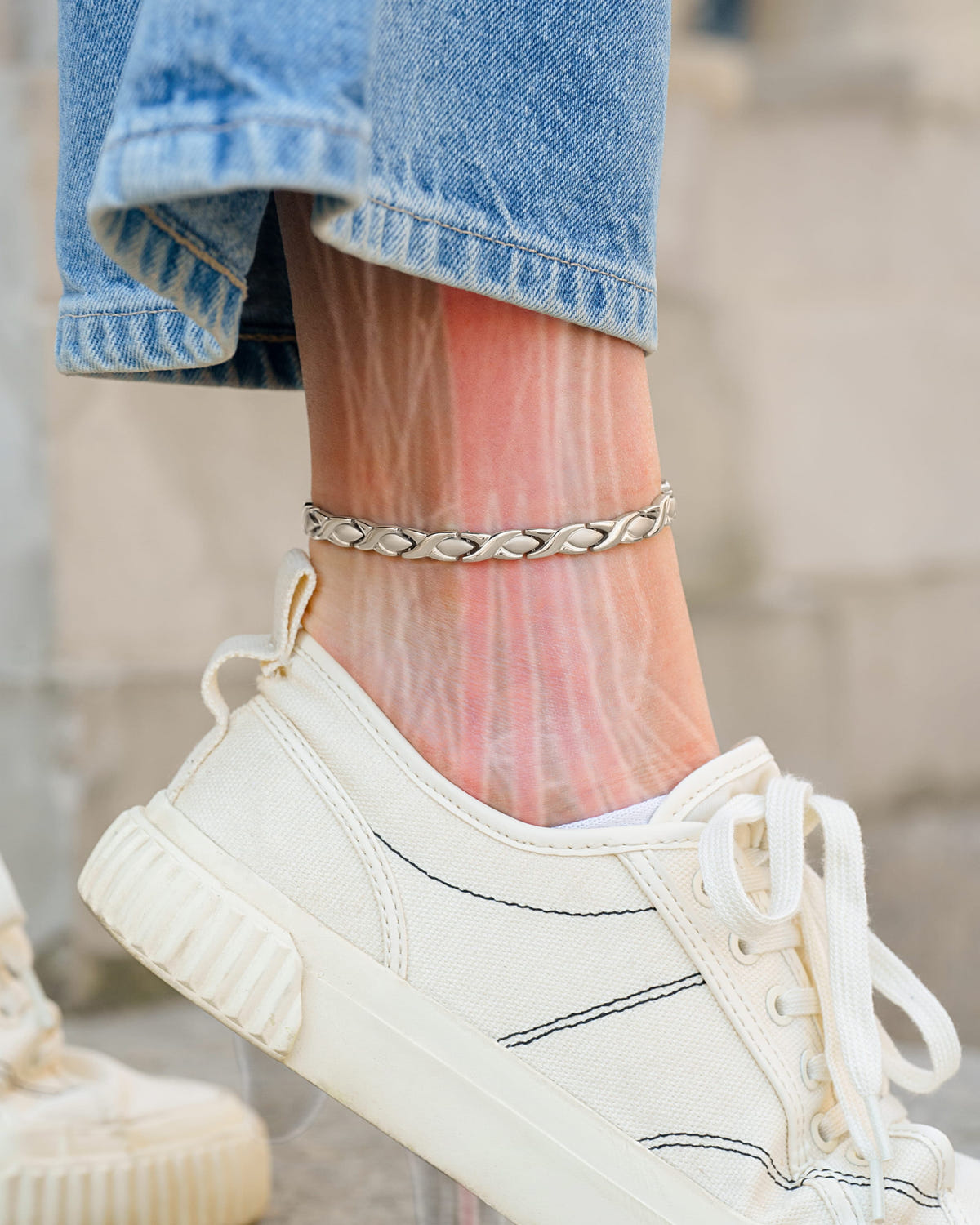Magnetic Anklet Ultra Strength Titanium Magnetic Therapy Anklet for Women (Silver) MagnetRX