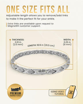 Magnetic Anklet Ultra Strength Titanium Magnetic Therapy Anklet for Women (Silver) MagnetRX