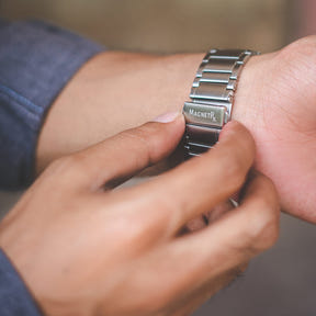 Magnetic Therapy Apple Watch Band Silver Stainless Steel