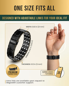3x Strength Titanium Magnetic Bracelet for Men (Black)