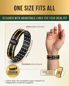 3x Strength Titanium Magnetic Bracelet for Men (Black & Gold)