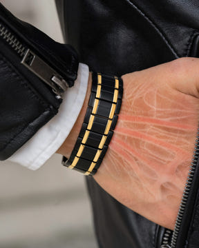 3x Strength Titanium Magnetic Bracelet for Men (Black & Gold)