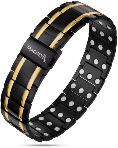 3x Strength Titanium Magnetic Bracelet for Men (Black & Gold)