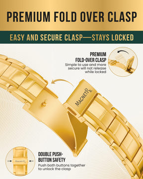 3x Strength Titanium Magnetic Bracelet for Men (Gold)