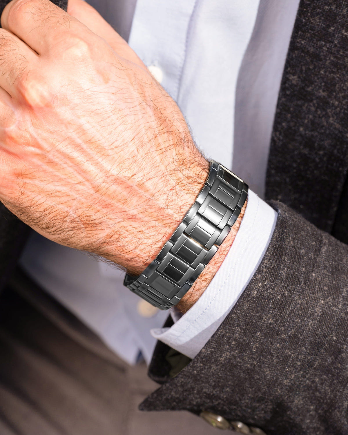 3x Strength Titanium Magnetic Bracelet for Men (Gunmetal)