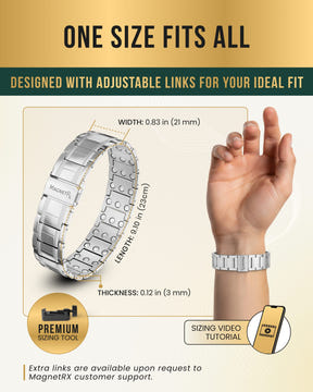 3x Strength Titanium Magnetic Bracelet for Men (Silver)