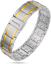 3x Strength Titanium Magnetic Bracelet for Men (Silver & Gold)