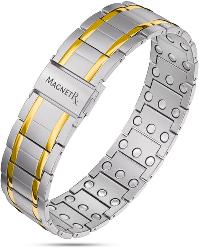 3x Strength Titanium Magnetic Bracelet for Men (Silver & Gold)
