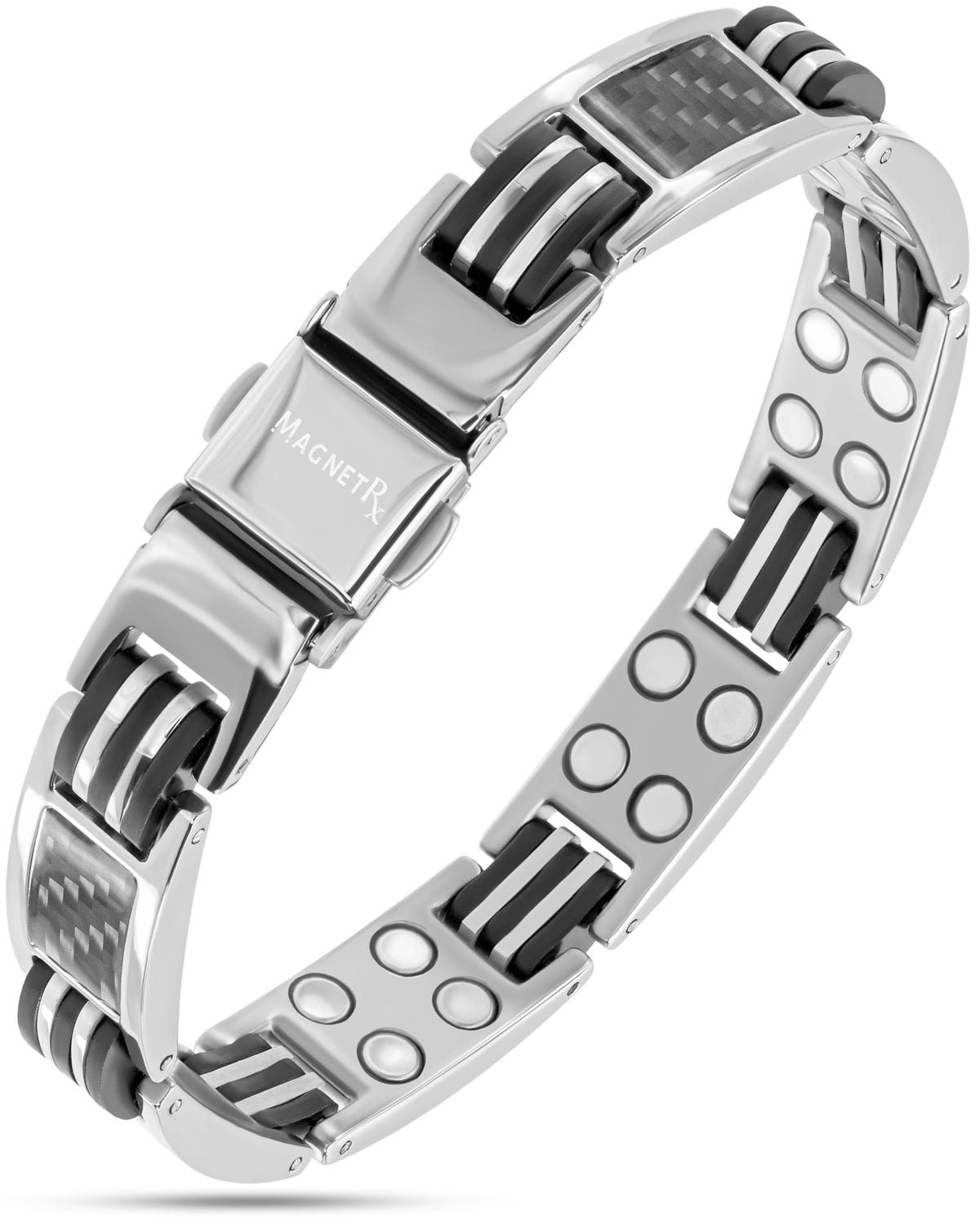 Magnetic Bracelet Carbon Fiber Magnetic Bracelet for Men (Silver) MagnetRX
