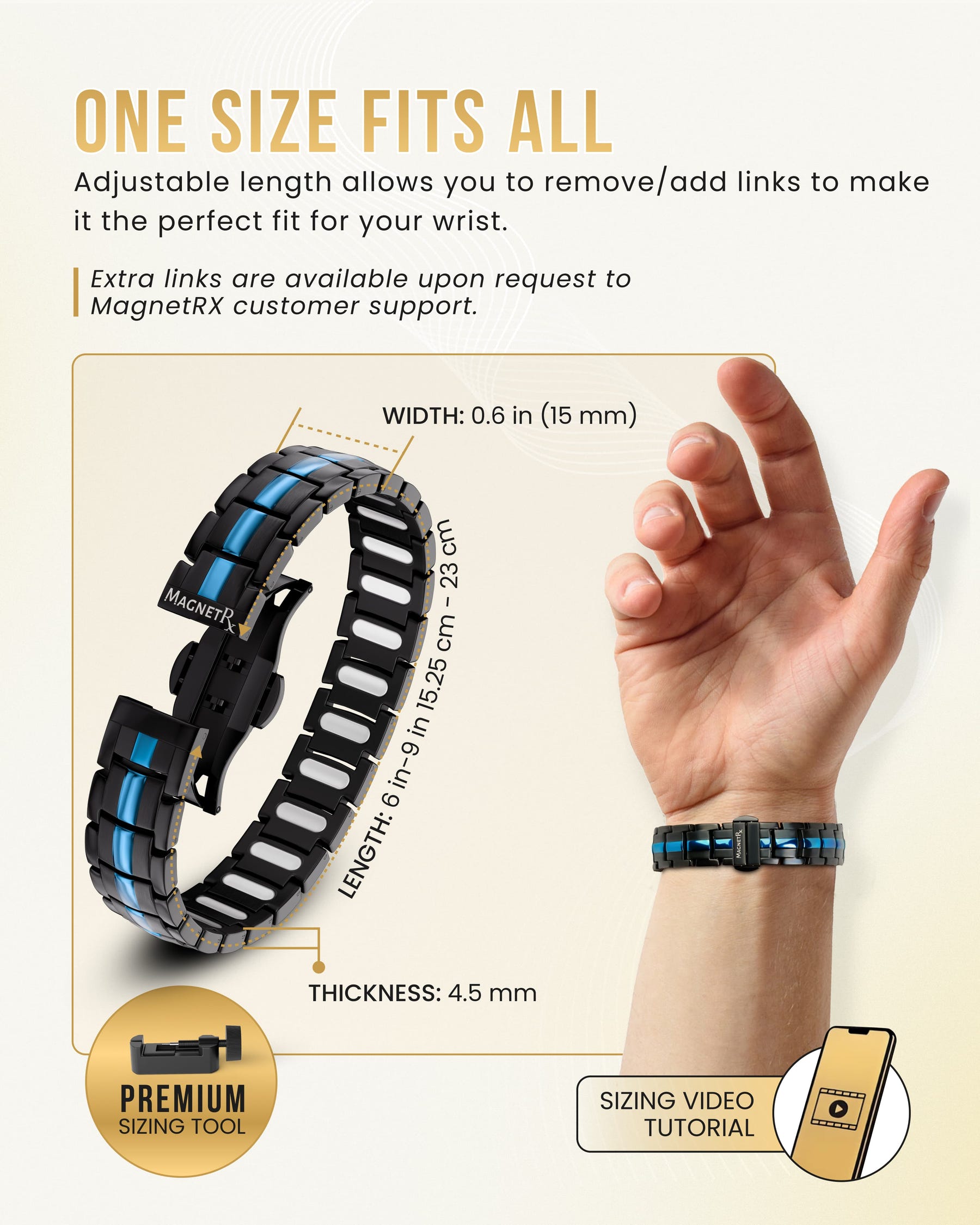 Magnetic Bracelet EllipseMAX Magnetic Bracelet for Men (Black & Blue Line) MagnetRX