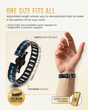 Magnetic Bracelet EllipseMAX Magnetic Bracelet for Men (Black & Blue Line) MagnetRX