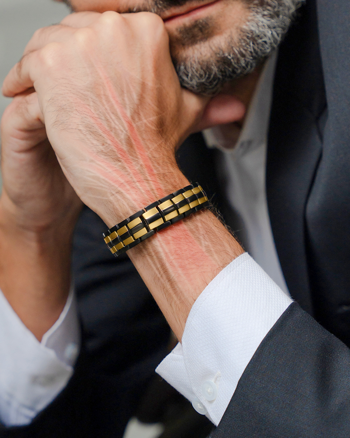 EllipseMAX Magnetic Bracelet for Men (Black & Gold)