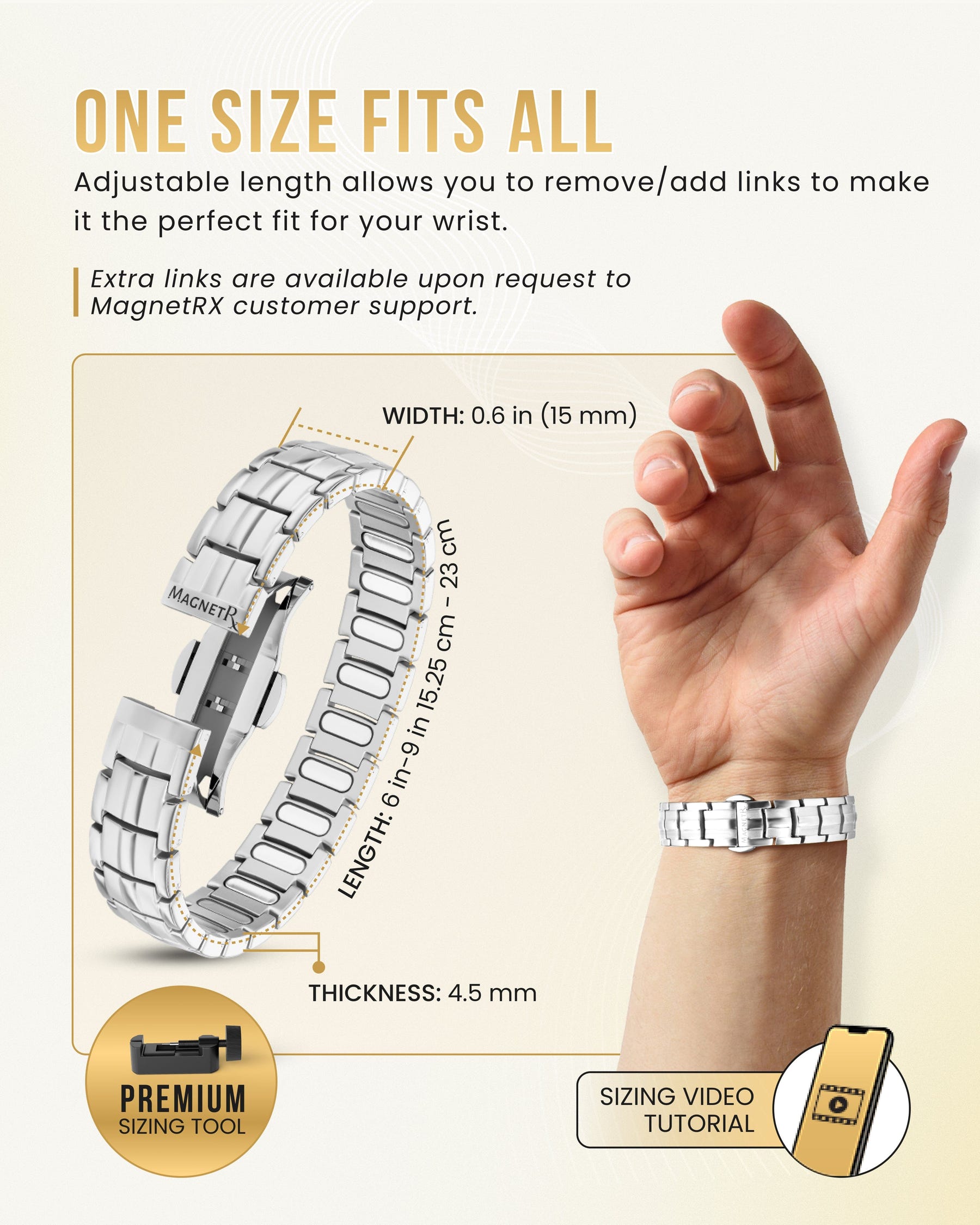 EllipseMAX Magnetic Bracelet for Men (Silver)