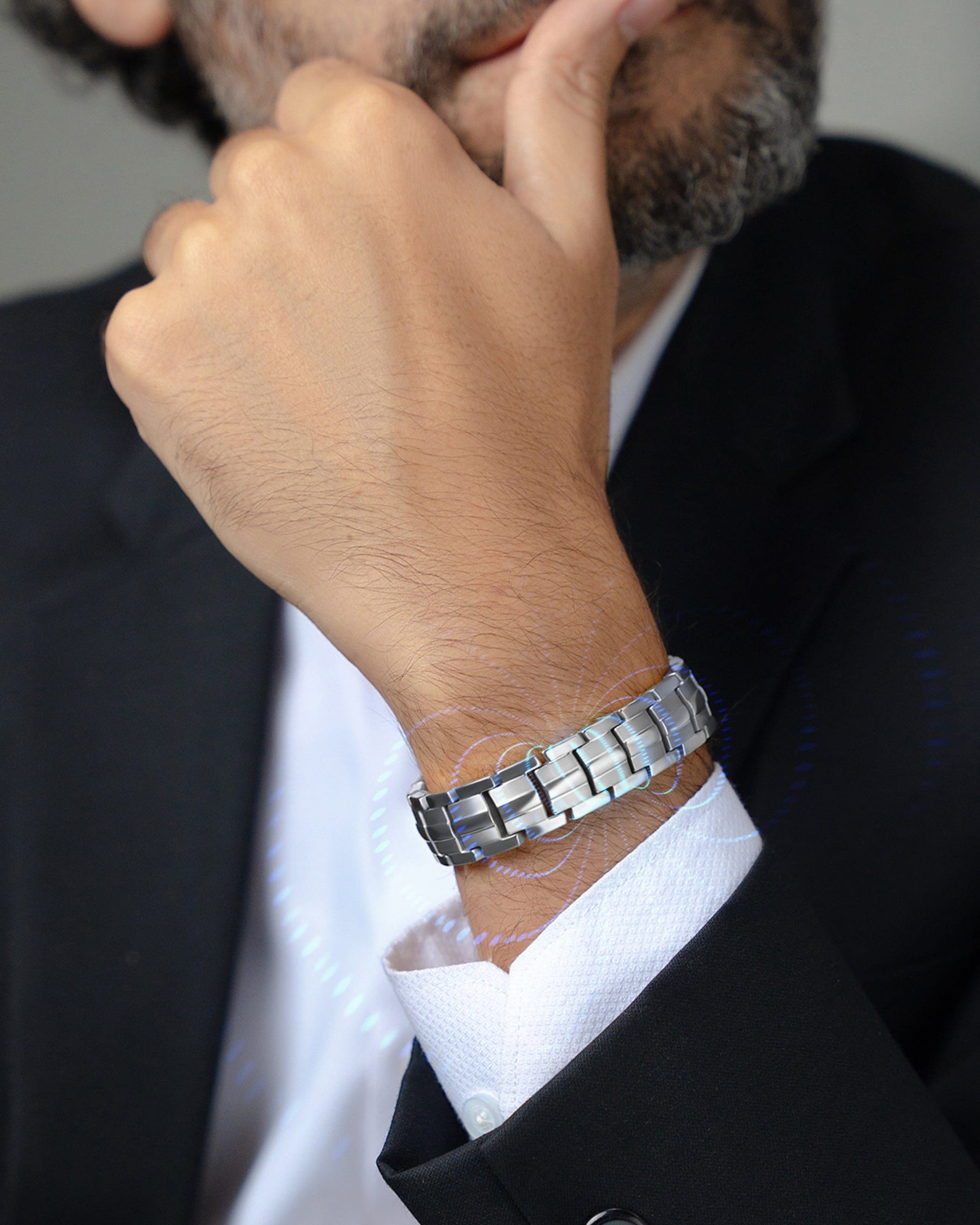 EllipseMAX Magnetic Bracelet for Men (Silver)