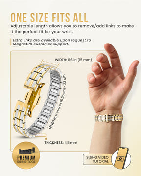 EllipseMAX Magnetic Bracelet for Men (Silver & Gold)