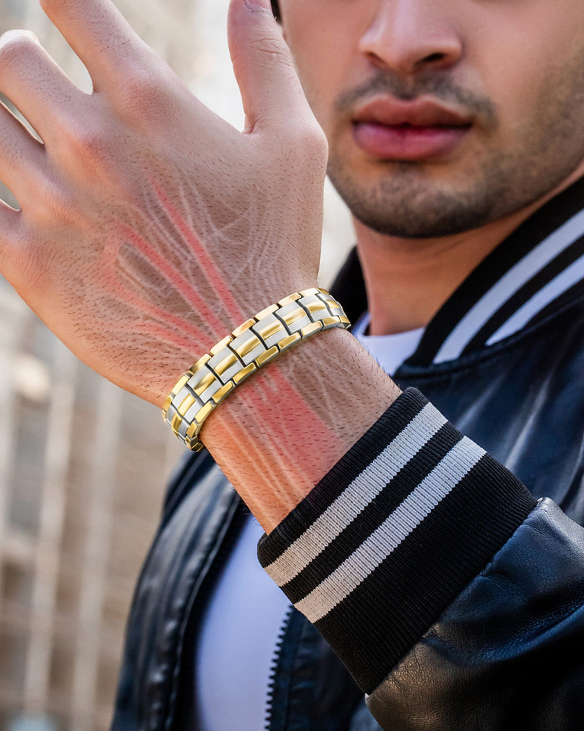 EllipseMAX Magnetic Bracelet for Men (Silver & Gold)