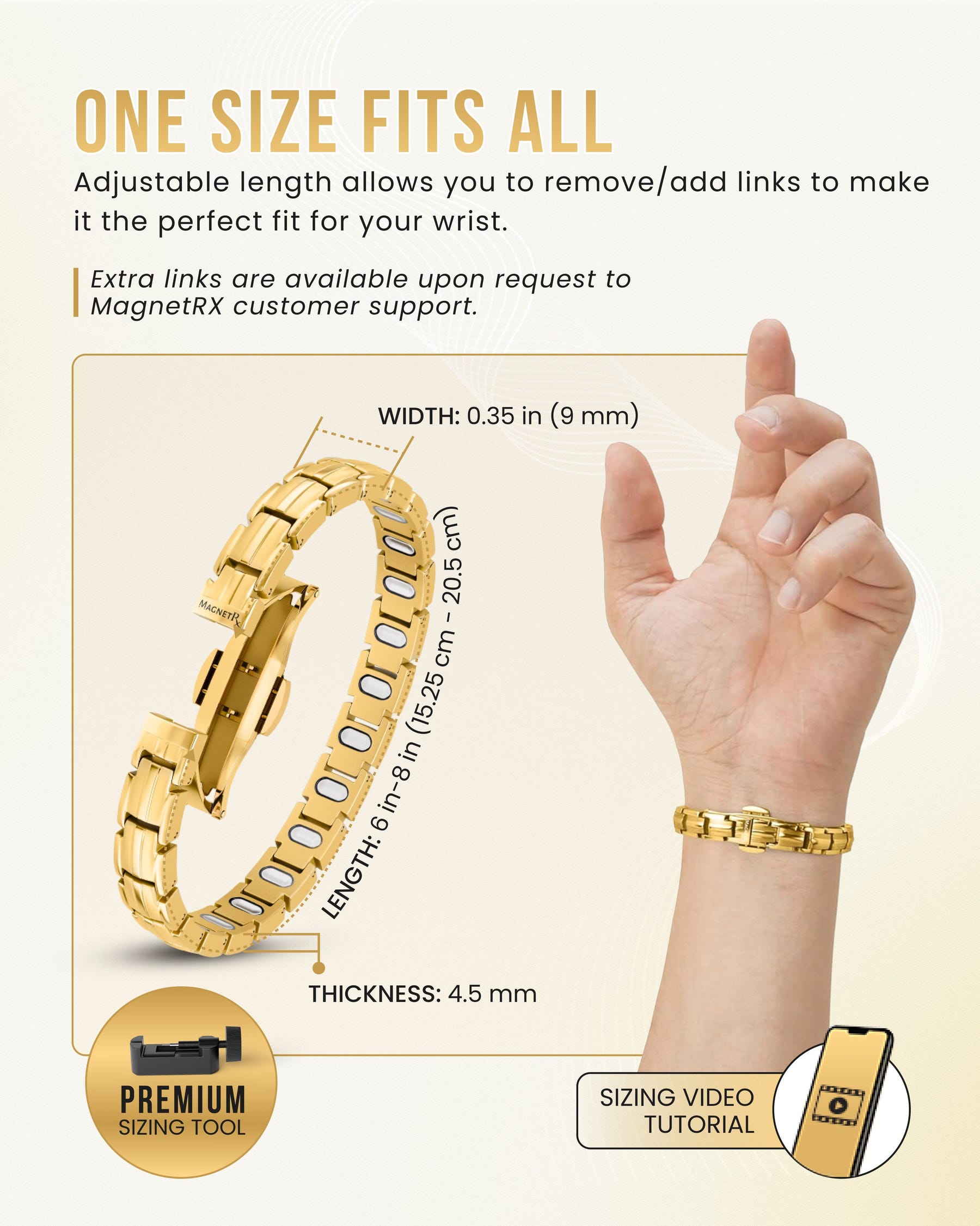 EllipseMAX Magnetic Bracelet for Women (Gold)