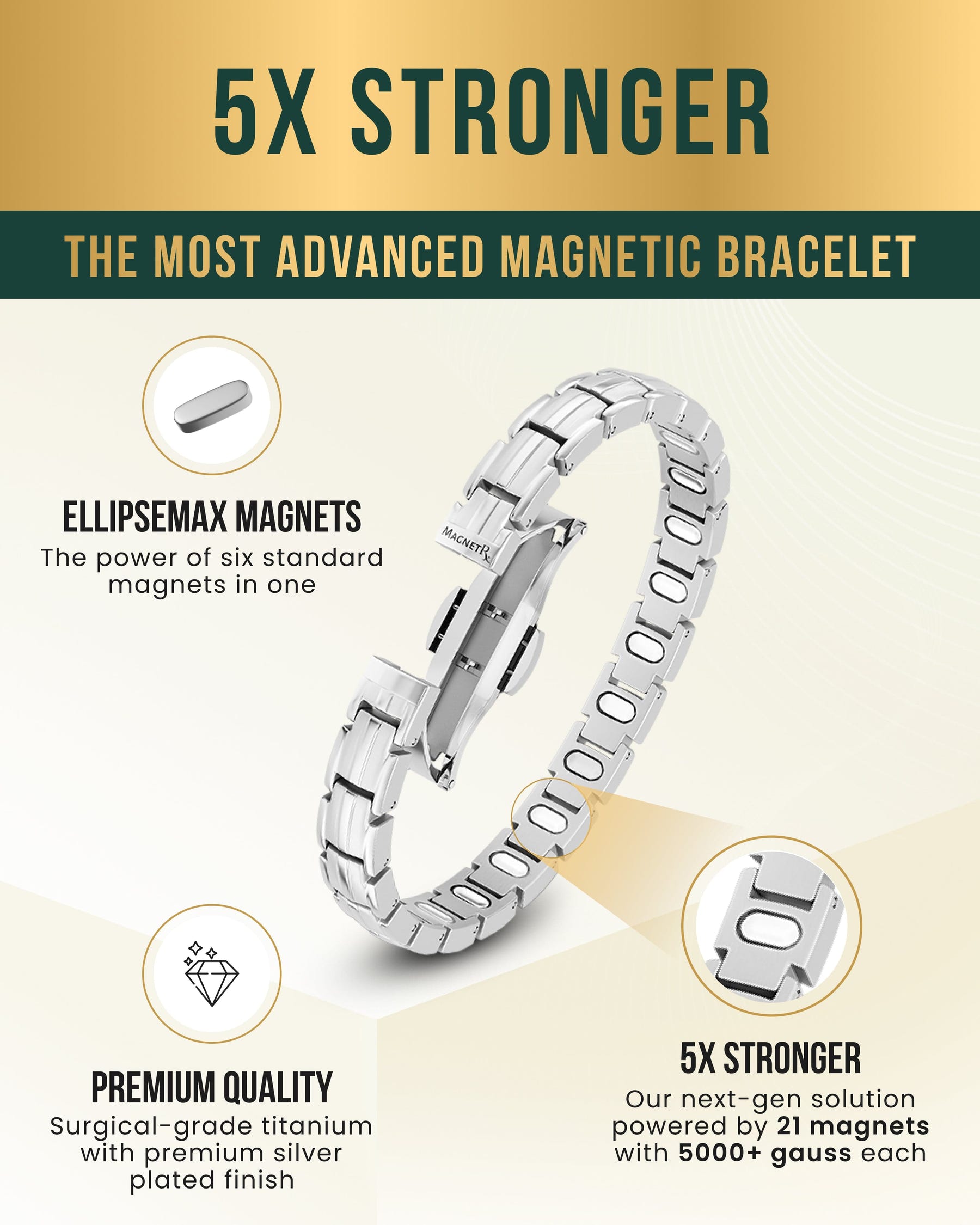 EllipseMAX Magnetic Bracelet for Women (Silver)