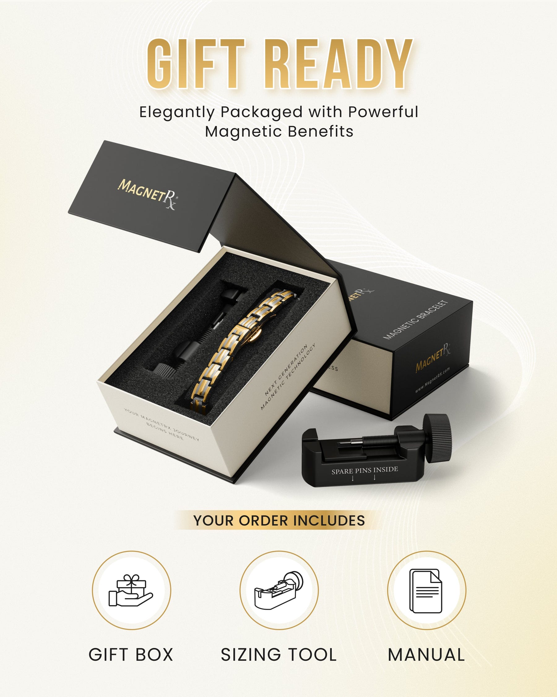 EllipseMAX Magnetic Bracelet for Women (Silver & Gold)