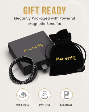 High Power Hematite Bead & Leather Magnetic Bracelet