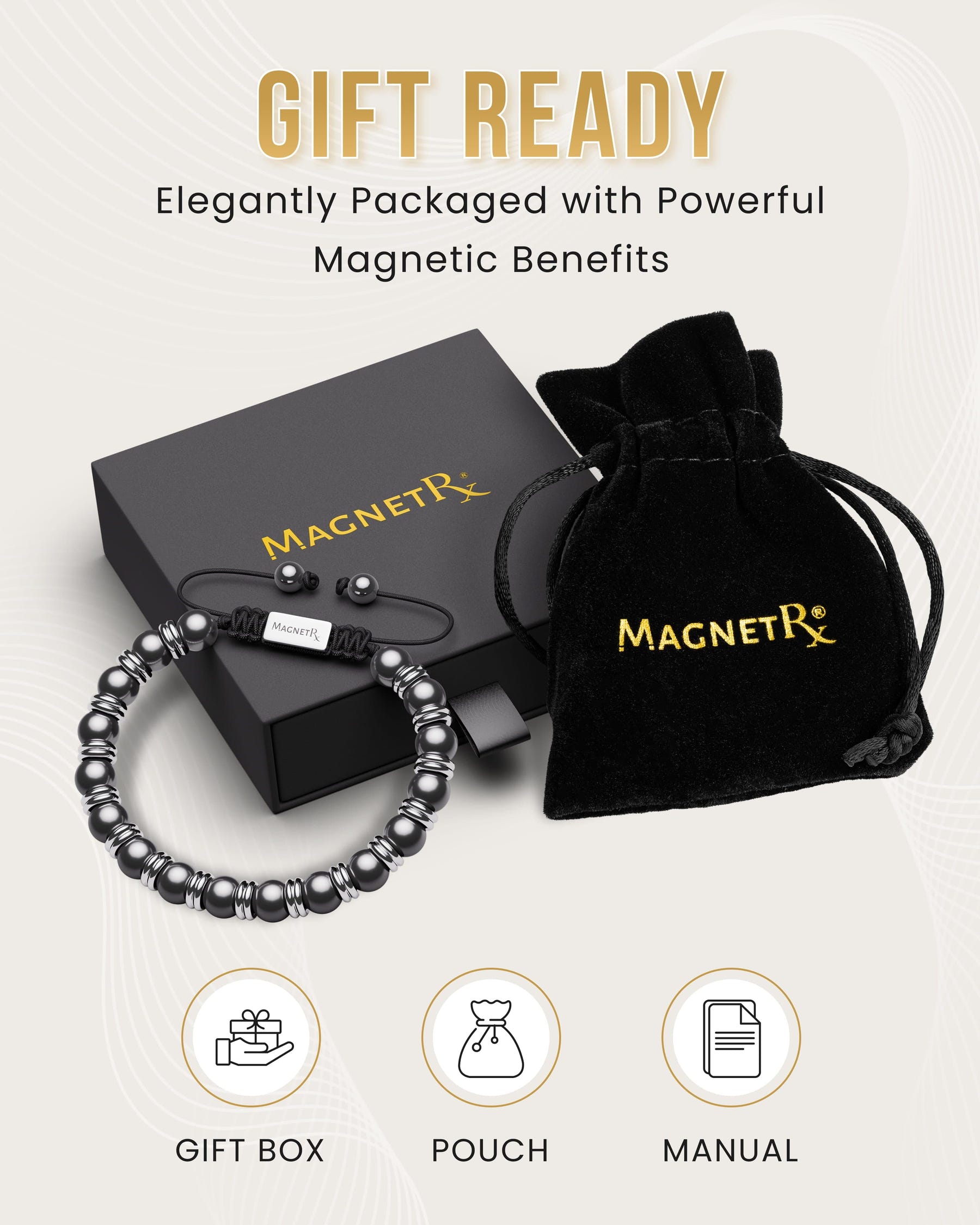 High Power Magnetic Hematite Bracelet Silver Titan