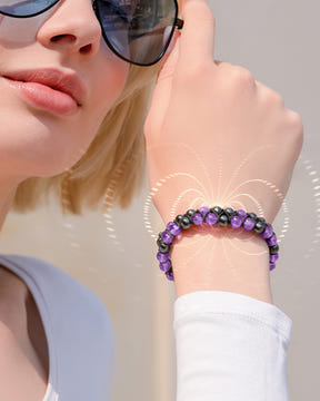 Magnetic Hematite & Amethyst Beaded Bracelet for Women