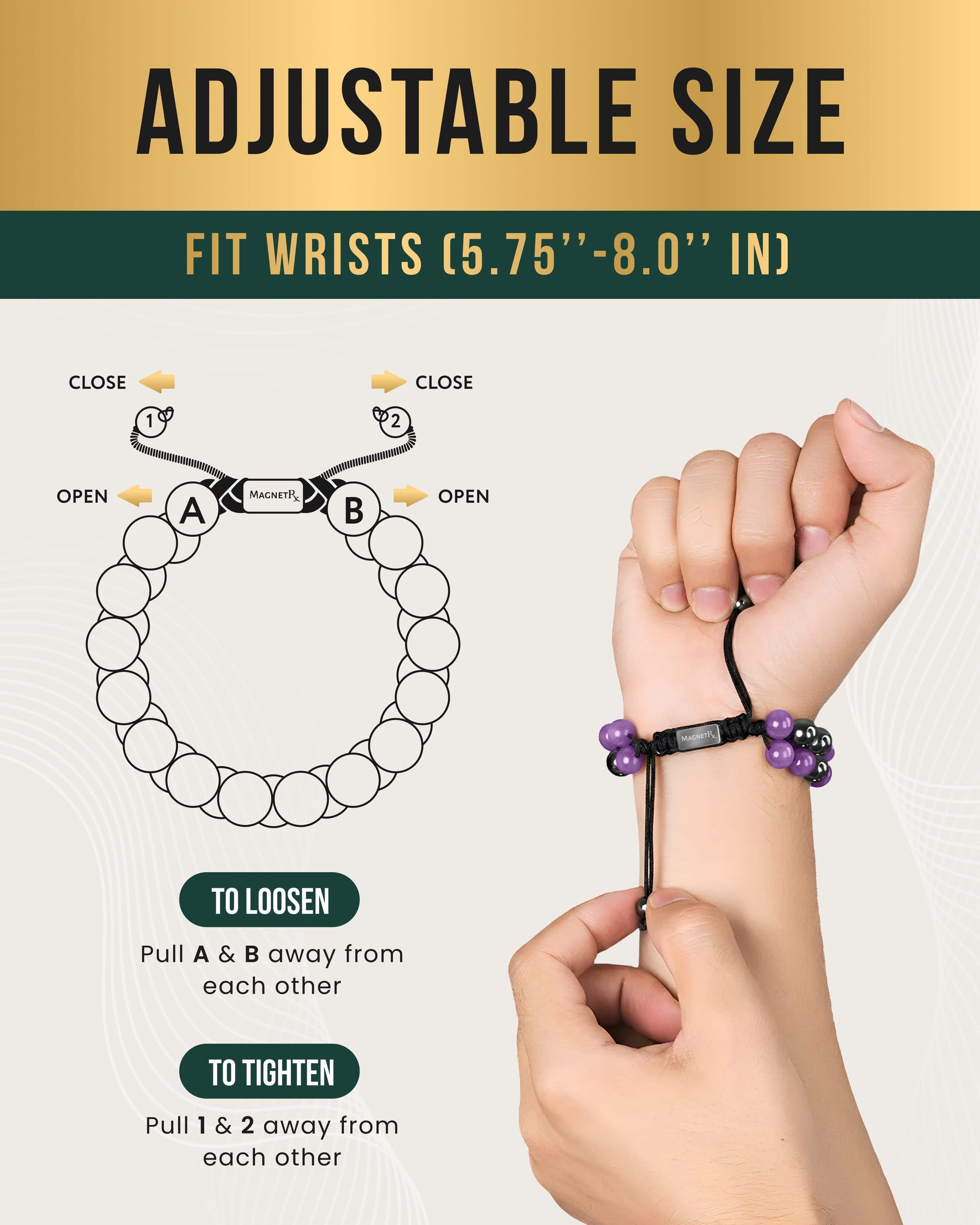 Magnetic Hematite & Amethyst Beaded Bracelet for Women