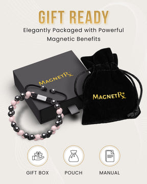 Magnetic Hematite & Rose Quartz Beaded Bracelet for Women