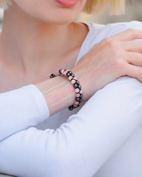 Magnetic Hematite & Rose Quartz Beaded Bracelet for Women