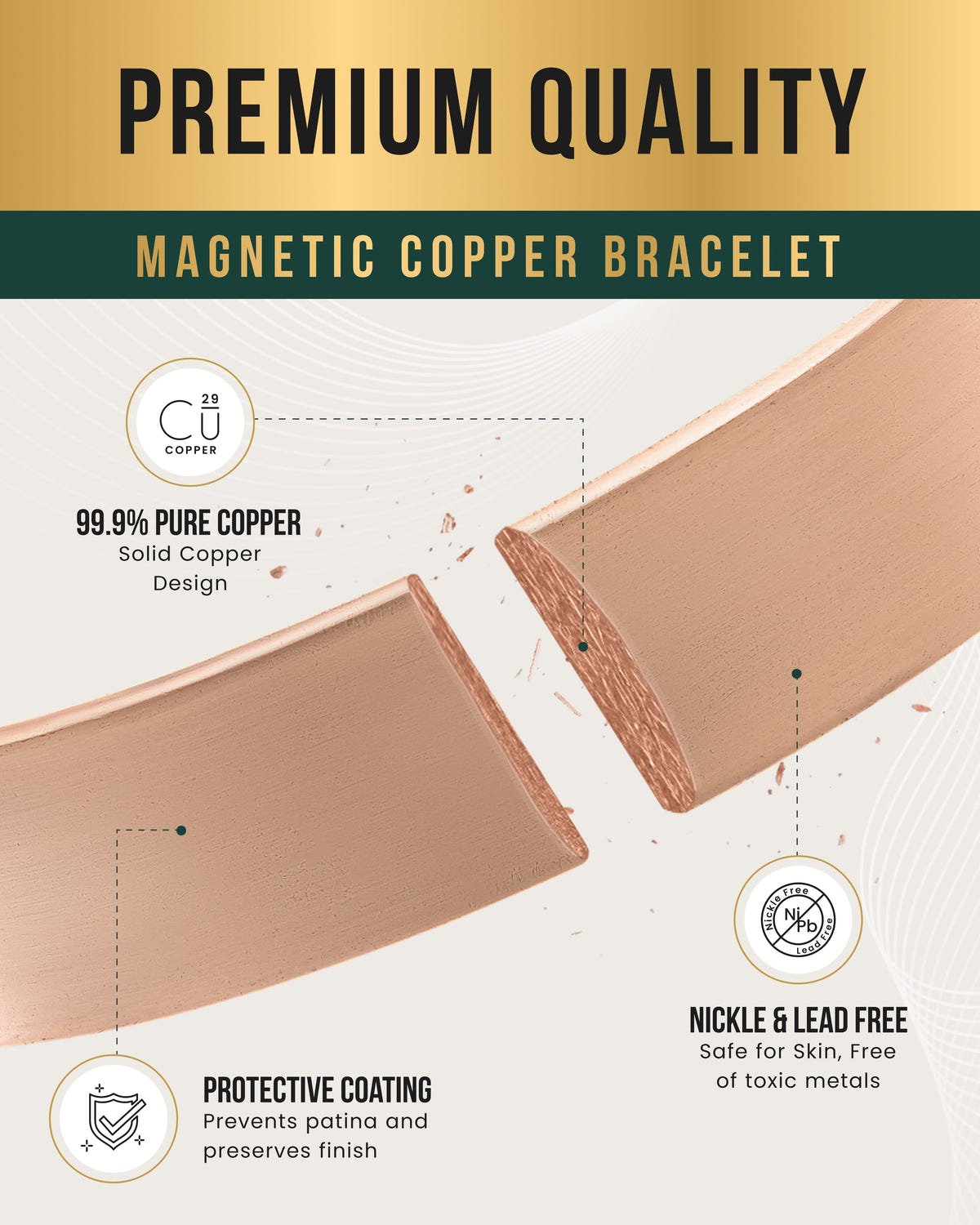 Magnetic Bracelet Mega Strength Magnetic Therapy Bracelet Wide Copper Cuff MagnetRX
