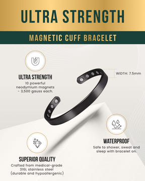 Magnetic Bracelet Men’s Magnetic Bracelet Cuff (Brushed Black) MagnetRX