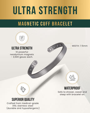 Magnetic Bracelet Men’s Magnetic Bracelet Cuff (Brushed Silver) MagnetRX