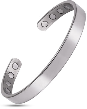 Men’s Magnetic Bracelet Cuff (Polished Silver)