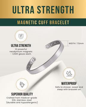 Magnetic Bracelet Men’s Magnetic Bracelet Cuff (Polished Silver) MagnetRX