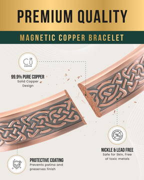 Stamped Shielded Knot Magnetic Copper Bracelet Cuff for Men